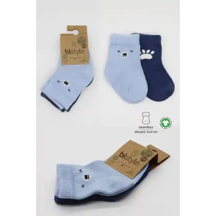 NessiWorld Bear Penye Soket Çorap 2Li BS10116 Mavi