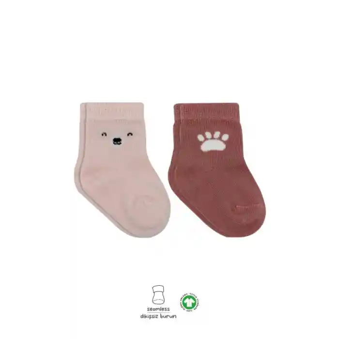 NessiWorld Bear Penye Soket Çorap 2Li BS10116 Pembe