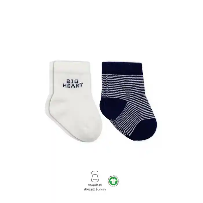 NessiWorld Big Heart Penye Soket Çorap 2Li BS10117 Lacivert