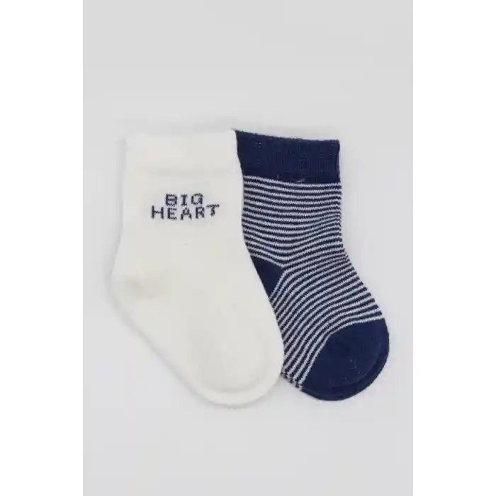 NessiWorld Big Heart Penye Soket Çorap 2Li BS10117 Lacivert