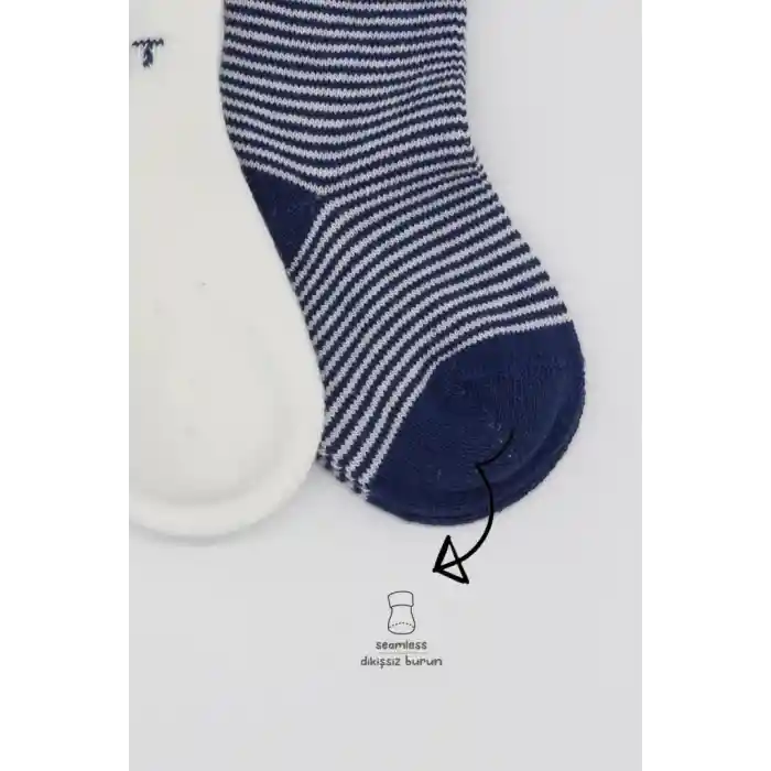 NessiWorld Big Heart Penye Soket Çorap 2Li BS10117 Lacivert