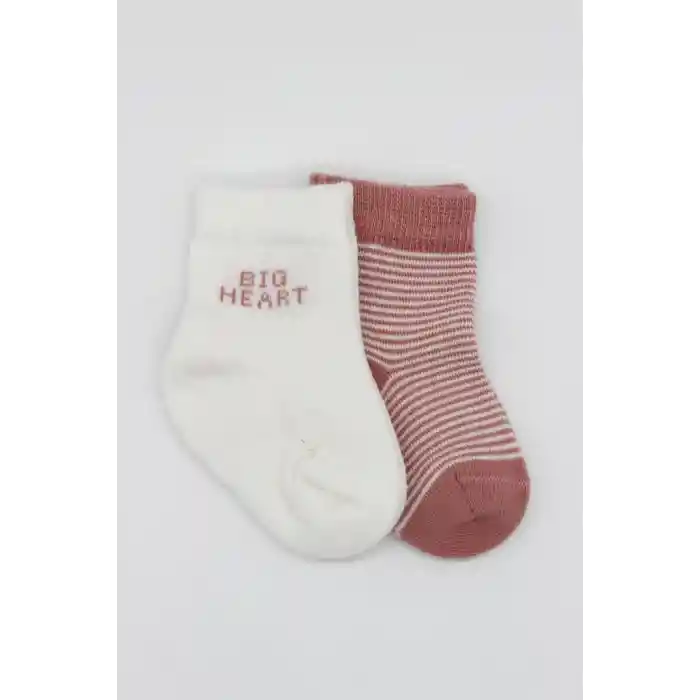 NessiWorld Big Heart Penye Soket Çorap 2Li BS10117 Pudra