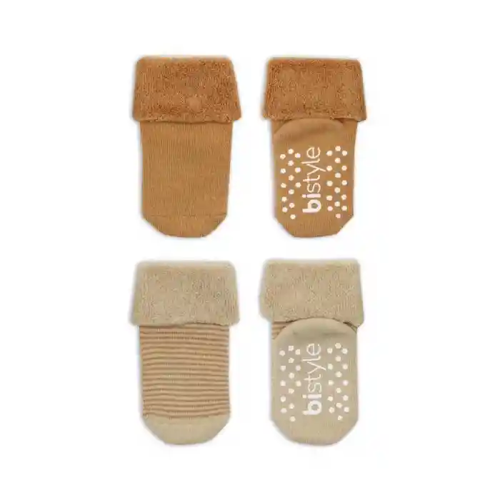 NessiWorld Çemberli Kaymaz Havlu Soket Çorap 2Li BS10503 Bej-Hardal