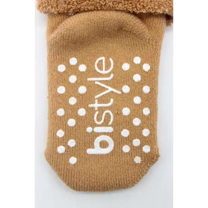 NessiWorld Çemberli Kaymaz Havlu Soket Çorap 2Li BS10503 Bej-Hardal