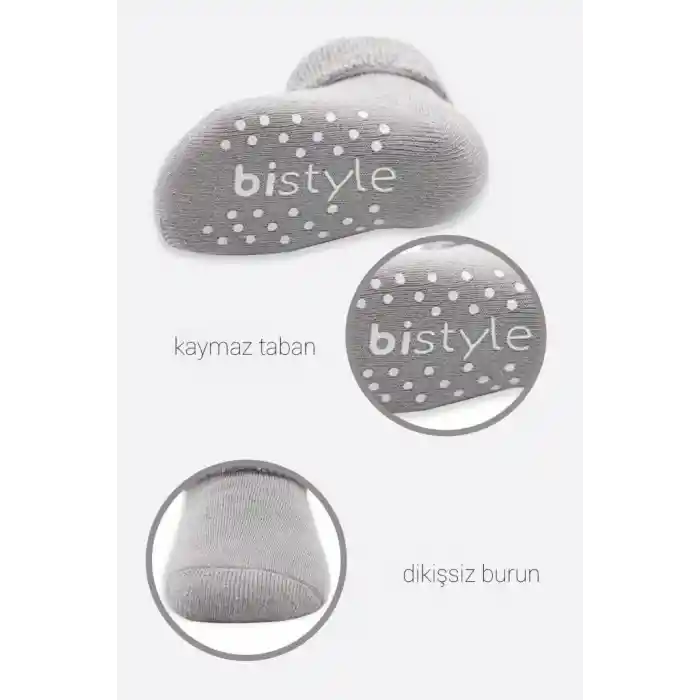 NessiWorld Çemberli Kaymaz Havlu Soket Çorap 2Li BS10503 İndigo Gri