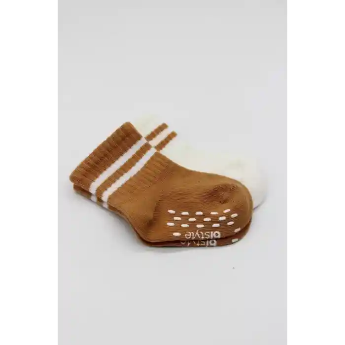 2Li Çemberli Kaymaz Soket Çorap 10125 Ekru Hardal