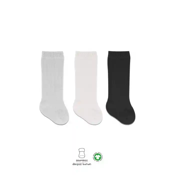NessiWorld Derby Dizaltı Çorap 3Lü BS40101 Ekru Gri Siyah