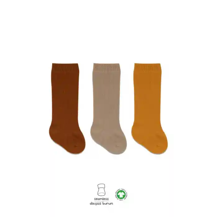NessiWorld Derby Dizaltı Çorap 3Lü BS40101 Hardal Bej Kremit