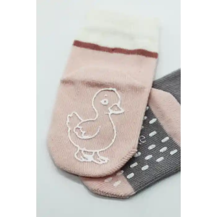 NessiWorld Hayvan Figür Kaymaz Kız Soket Çorap 2Li BS10120 Gri