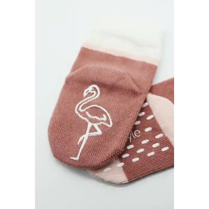 NessiWorld Hayvan Figür Kaymaz Kız Soket Çorap 2Li BS10120 Pudra
