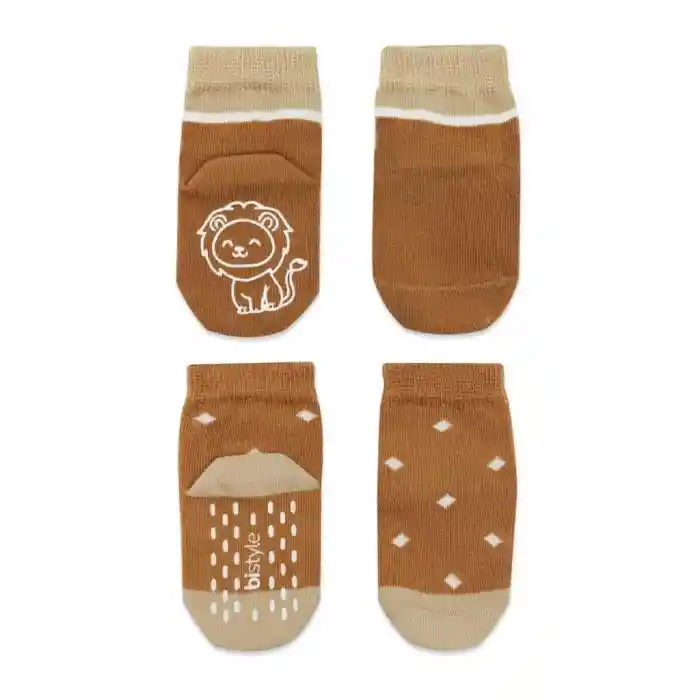 NessiWorld Hayvan Figürlü Kaymaz Erkek Soket Çorap 2Li BS10119 Hardal