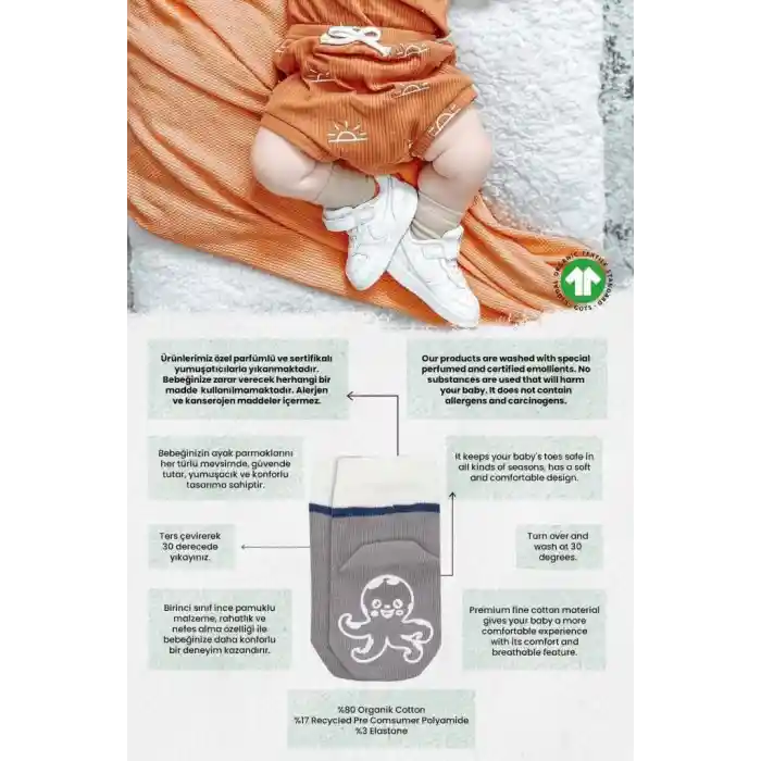 NessiWorld Hayvan Figürlü Kaymaz Erkek Soket Çorap 2Li BS10119 İndigo