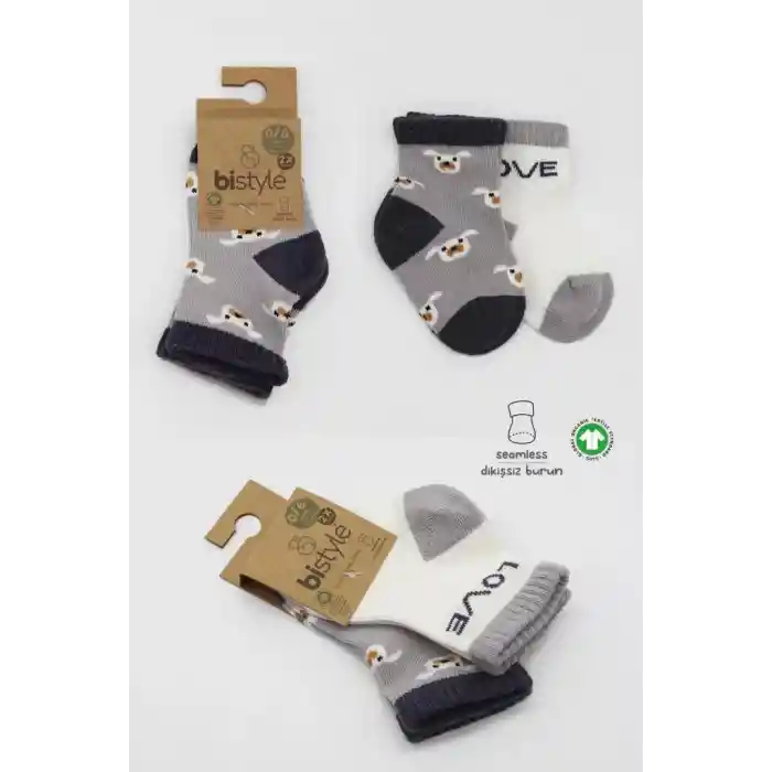 NessiWorld Love Dog Penye Soket Çorap 2Li BS10118 Gri