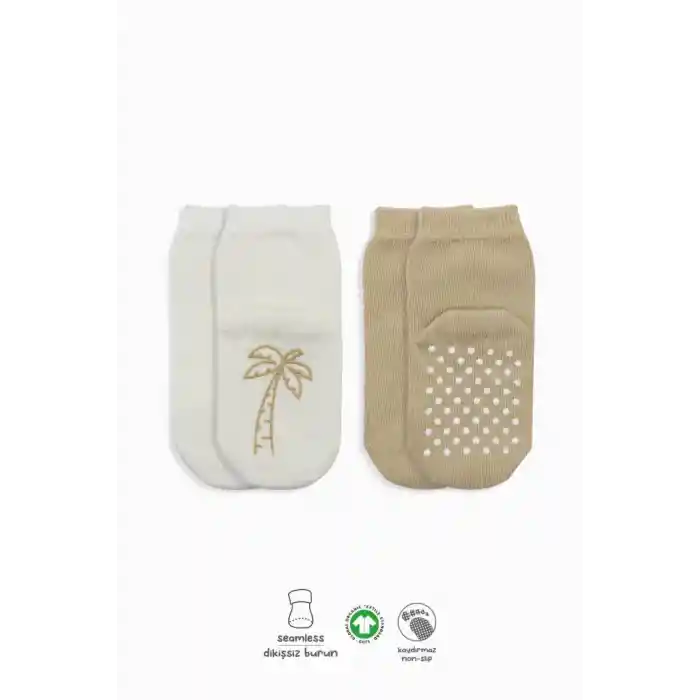 NessiWorld Meyve Figürlü Kaymaz Soket Çorap 2Li BS10105 Bej Ekru