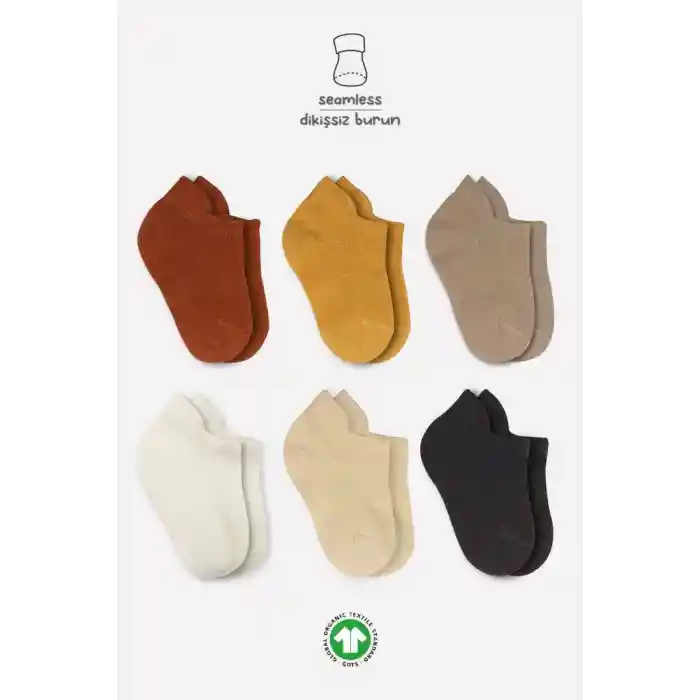 NessiWorld Mix Penye Sneakers Çorap 6Lı BS20101M Toprak