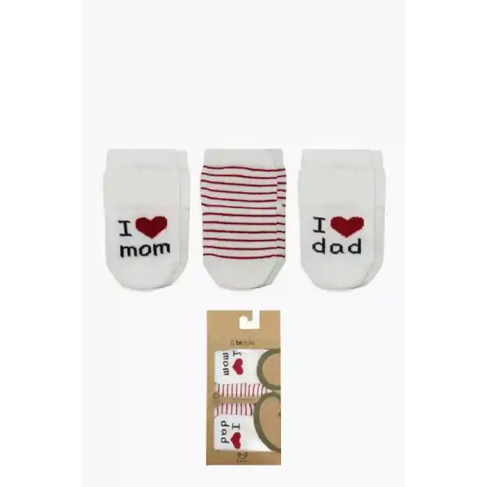 NessiWorld Mom Dad 3Lü Penye Soket Çorap 10123 Ekru