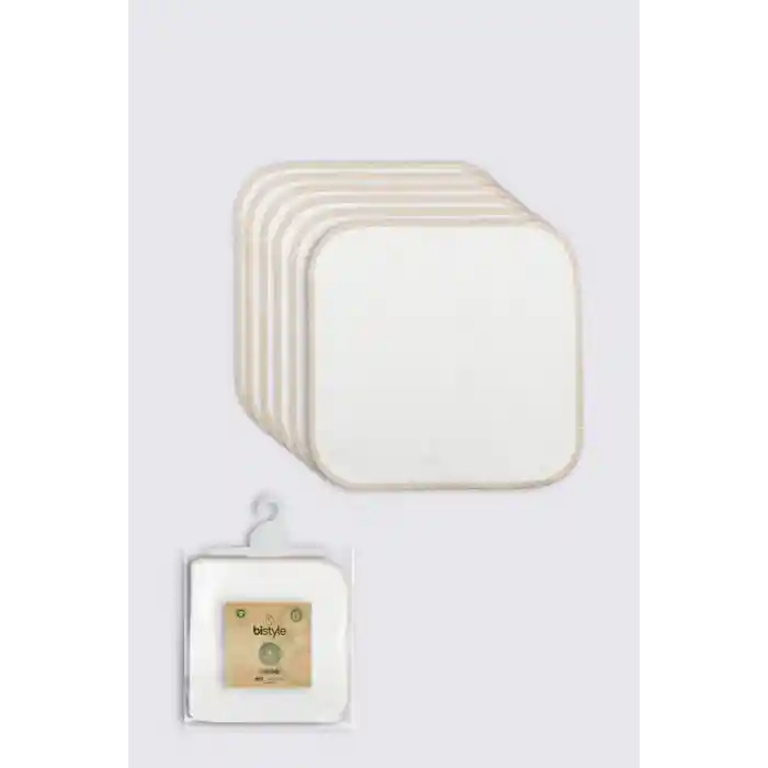 NessiWorld Organik 28x28 6Lı Penye Mendil 90103 Ekru