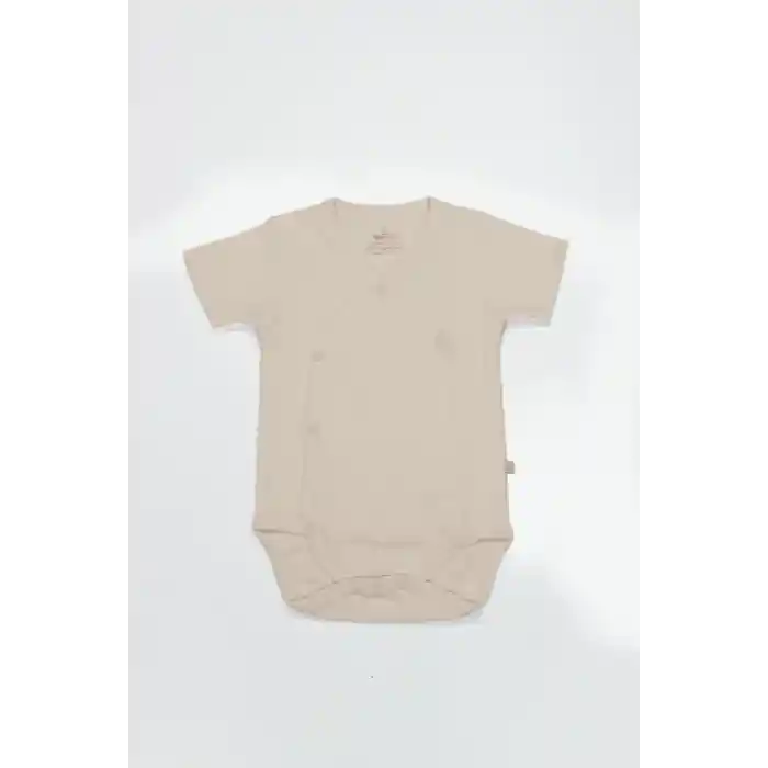 NessiWorld Organik Natural Basic Style Kruvaze Yarım Kol Body BS17101 Bej