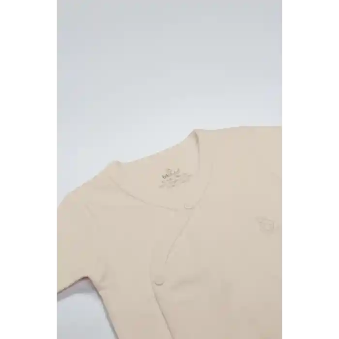 NessiWorld Organik Natural Basic Style Kruvaze Yarım Kol Body BS17101 Bej