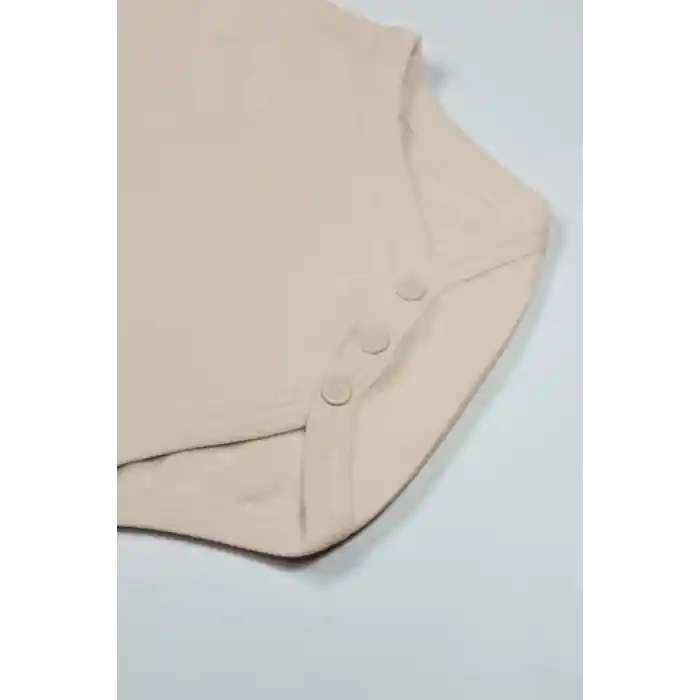 NessiWorld Organik Natural Basic Style Yarım Kol Body BS17103 Bej