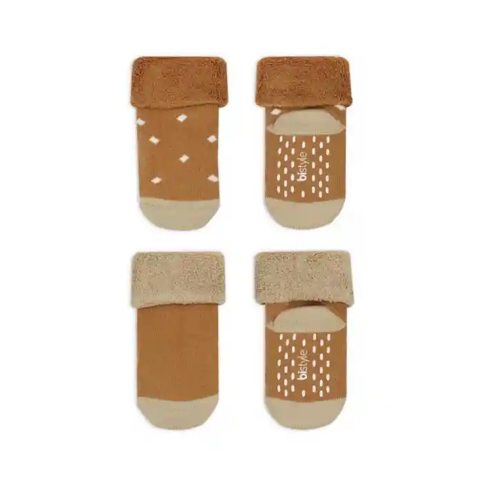 NessiWorld Puanlı Kaymaz Havlu Soket Çorap 2Li BS10502 Hardal