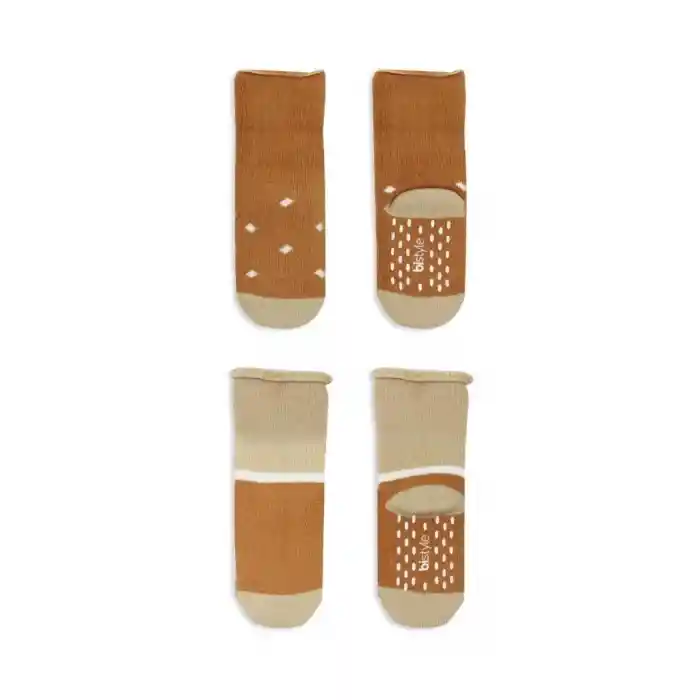 NessiWorld Puanlı Kaymaz Havlu Soket Çorap 2Li BS10502 Hardal