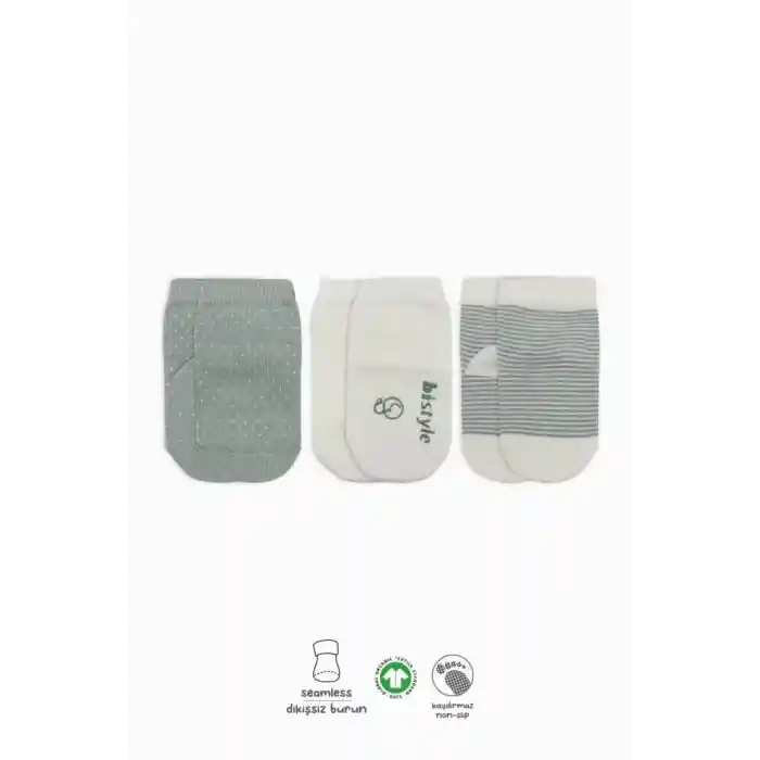 NessiWorld Puanlı Kaymaz Penye Soket Çorap 3Lü BS10108 Nil