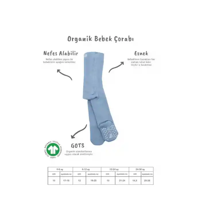 NessiWorld Tekli Kaymaz Basic Külotlu Çorap BS50501B Mavi