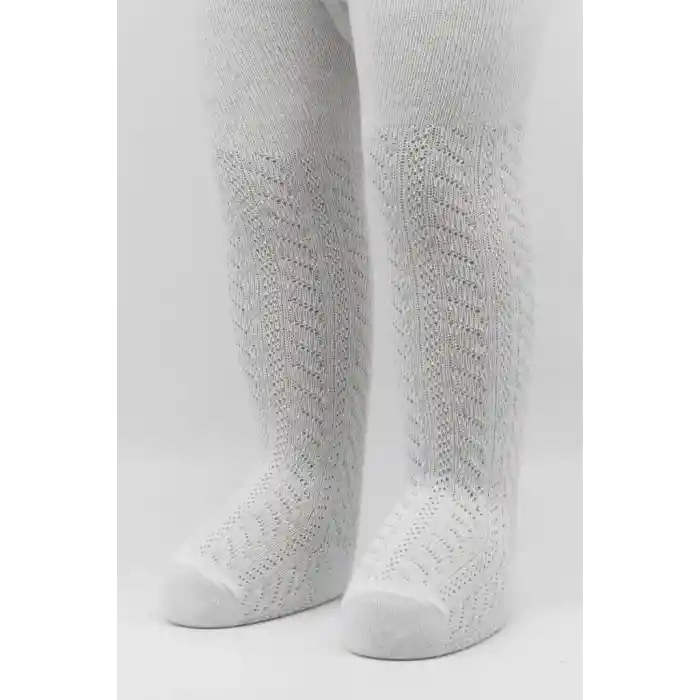 Tekli Zikzak Kabartma Penye Külotlu Çorap BS50108 Beyaz
