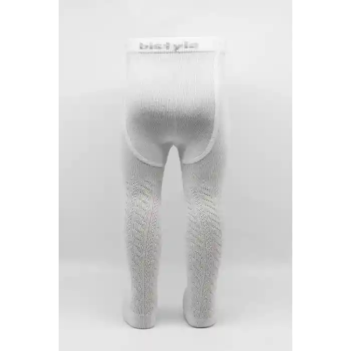 Tekli Zikzak Kabartma Penye Külotlu Çorap BS50108 Beyaz
