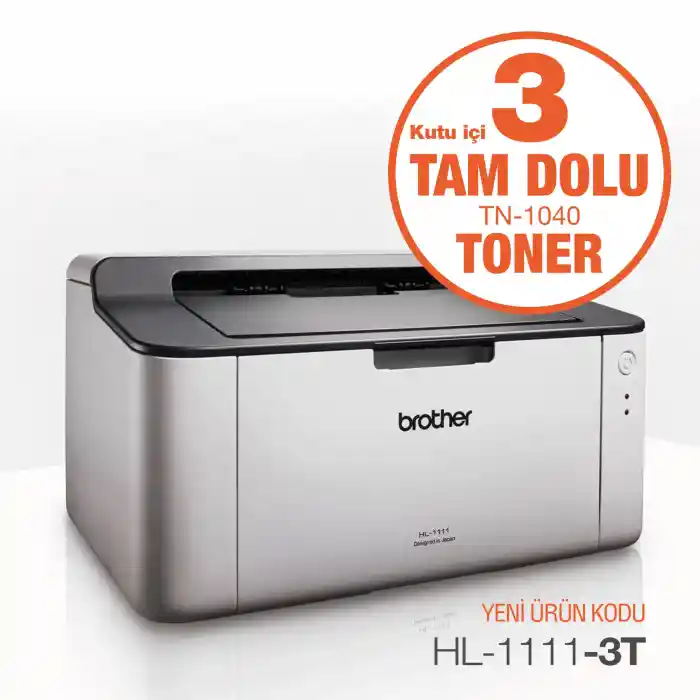 BROTHER HL-1111-3T MONO LAZER USB A4 YAZICI 3 TAM DOLU TONER