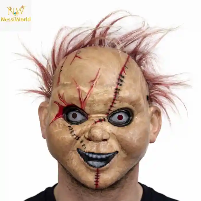Korku Bebek Maskesi – Saçlı Plastik Yüz Maskesi