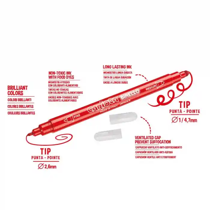 Birello Süper Yıkanabilir Çift Taraflı Keçeli Boya Kalemi 12Li