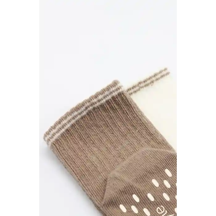 Çemberli Basic Penye Kaymaz Soket Çorap 2li 10146 Kahve