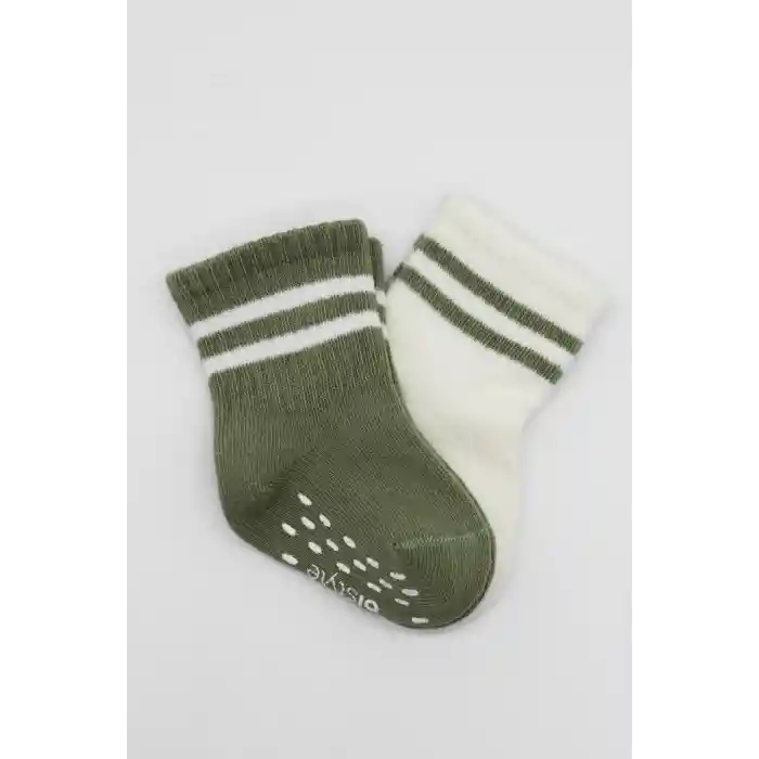 Çemberli Kaymaz Soket Çorap 2Li BS10125 Nil Ekru
