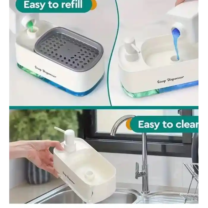 Çift Hazneli Sıvı Sabunluk ve Süngerlik Hazneli