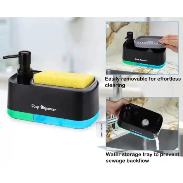 Çift Hazneli Sıvı Sabunluk ve Süngerlik Hazneli