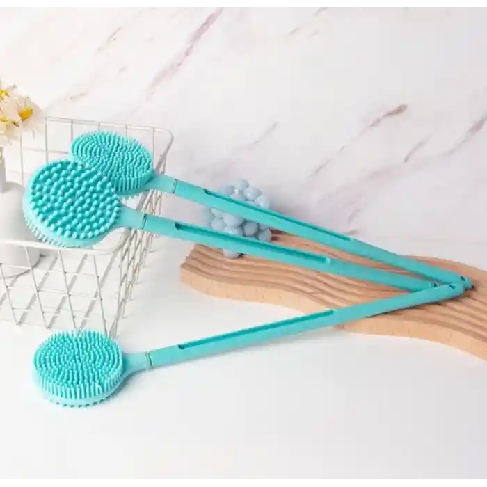Çift Taraflı Silikon Uzun Saplı  Banyo Fırçası CM-331