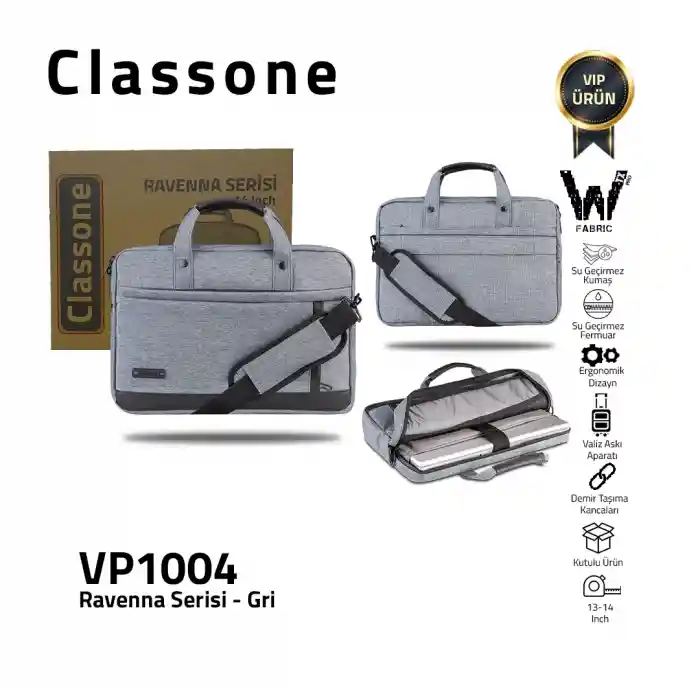 CLASSONE RAVENNA 14 GRI NOTEBOOK ÇANTASI VP1004