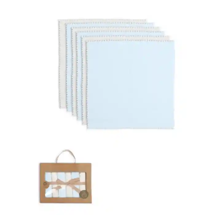 Colours Kutulu 6lı Penye Mendil 20x20 90161 Ekru Mavi