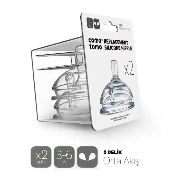 Silikon 2Li Biberon Emziği Orta Akış 3-6 Ay