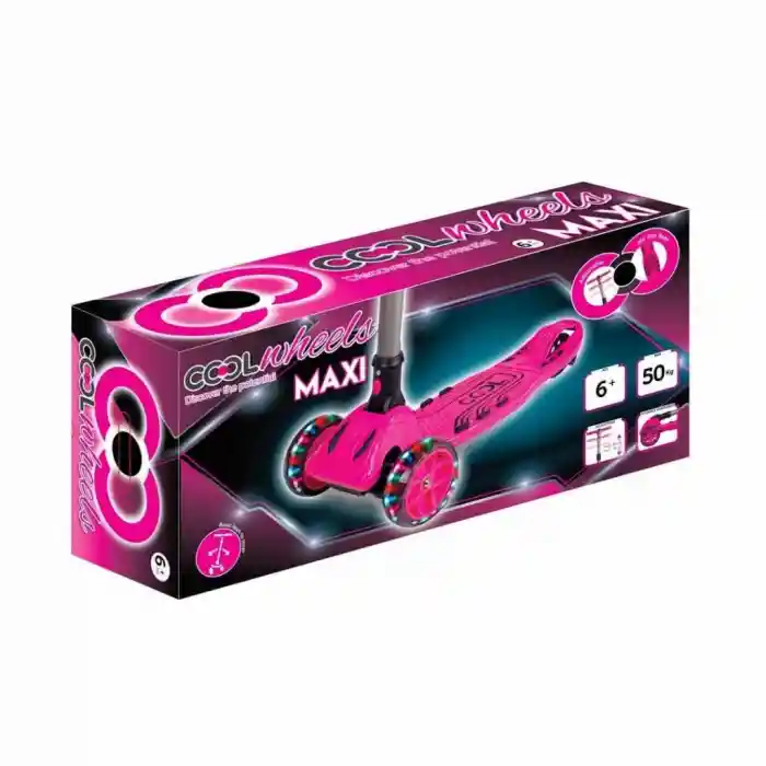 3 Tekerlekli Işıklı Maxi Scooter Pembe