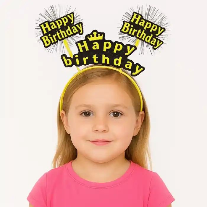 Doğum Günü Kutlaması İçin Sarı Taç – Işıltılı Yazılı Parti Tacı