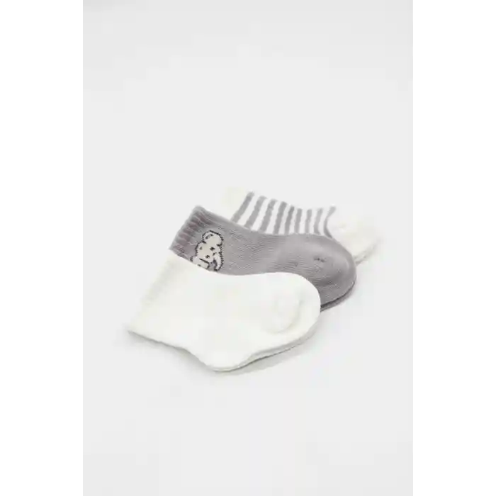 Elephant Boy 3lü Penye Soket Çorap 10135 Ekru