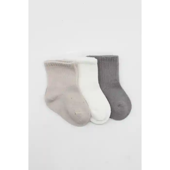 Elephant Boy 3lü Penye Soket Çorap 10135 Gri