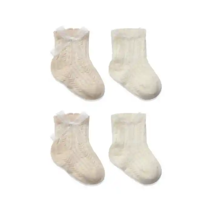 Fiyonklu Penye Soket Çorap 2li 10149 Bej