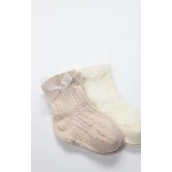 Fiyonklu Penye Soket Çorap 2li 10149 Somon