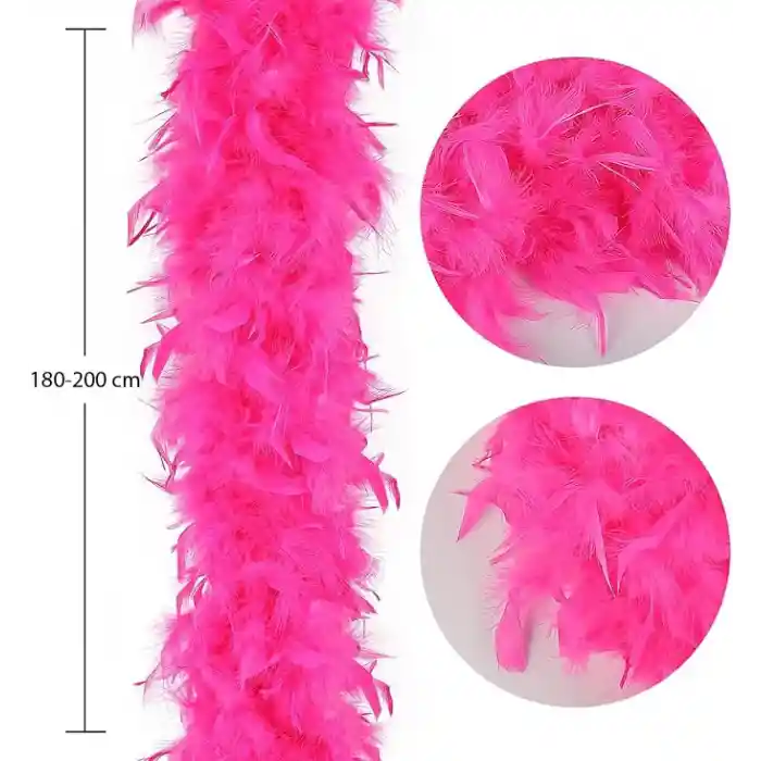 Fuşya Renk Kabarık Kalın Otriş Boa Tüy 6 cm Genişlik 180-200 cm Uzunluk