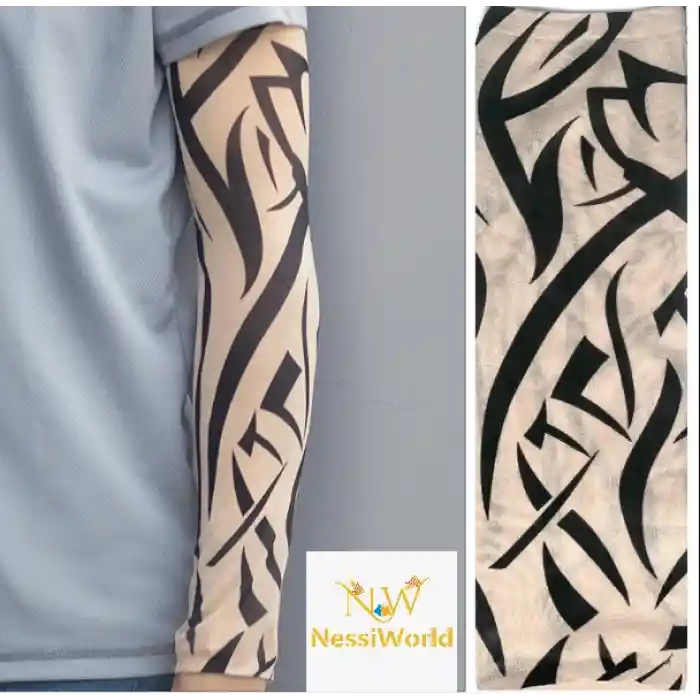 Giyilebilir Kol Dövmesi Çorap Dövme 3D Baskılı Kol Bacak Dövme 2 Adet Model 10