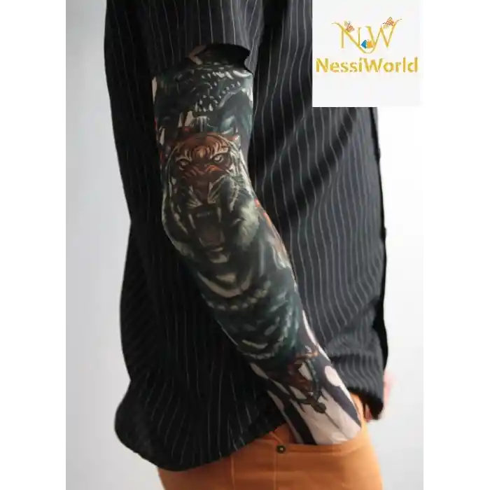 Giyilebilir Kol Dövmesi Çorap Dövme 3D Baskılı Kol Bacak Dövme 2 Adet Model 3